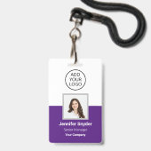 Paars, Personeelsfoto ID met QR-code, Bedrijf Badge (Voorzijde met lanyard)