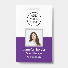 Paars, Personeelsfoto ID met QR-code, Bedrijf Badge
