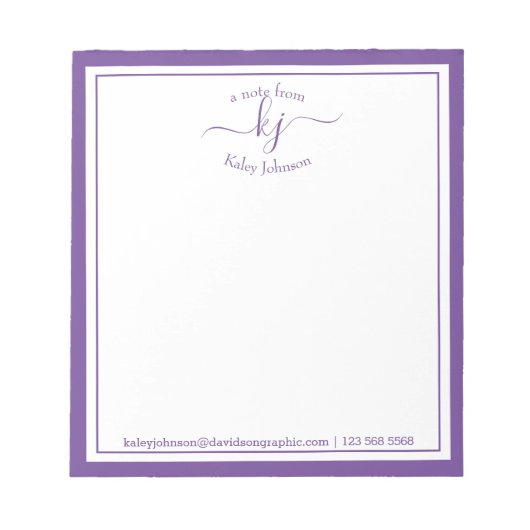 Paars persoonlijk | Van de bureau van de blocnote (Voorkant)