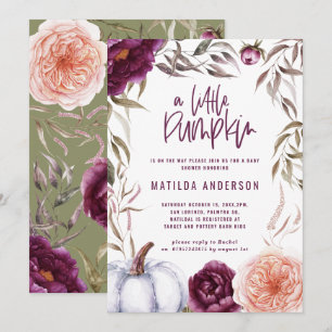 Paars + perzikfloraal, pompoen herfst baby shower