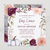 Paars + perzikfloraal, pompoen herfst baby shower (Voorkant / Achterkant)