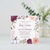 Paars + perzikfloraal, pompoen herfst baby shower (Staand voorkant)