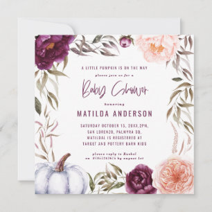 Paars + perzikfloraal, pompoen herfst baby shower