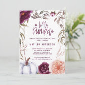 Paars + perzikfloraal, pompoen herfst baby shower (Staand voorkant)