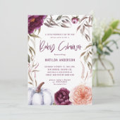 Paars + perzikfloraal, pompoen herfst baby shower (Staand voorkant)
