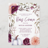 Paars + perzikfloraal, pompoen herfst baby shower (Voorkant / Achterkant)