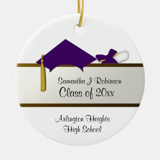 Paars Pet Afstuderen Keramisch Ornament (Voorkant)