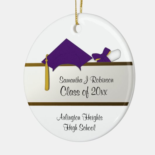 Paars Pet Afstuderen Keramisch Ornament (Links)