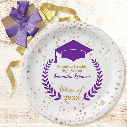 Paars Pet en Laurel Graduation Party Paper Bord