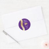 Paars | Pet "Gold Afstuderen Wave Afstudeerder" Ronde Sticker (Envelop)