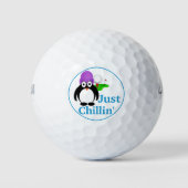 Paars Pet Penguin Just Chillin' Golfballen (Voorkant)