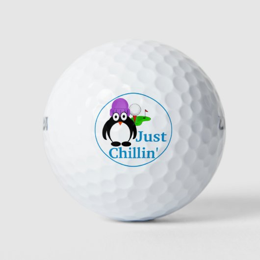 Paars Pet Penguin Just Chillin' Golfballen (Voorkant)