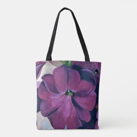 Paars petunia-bloemschilderij van Georgia O'Keeffe Tote Bag (Achterkant)
