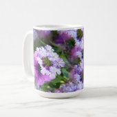 Paars Petunia en bloemen 15 oz. mok koffie (Voorkant links)