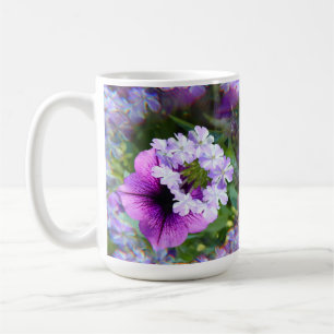 Paars Petunia en bloemen 15 oz. mok koffie