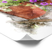 Paars Petunia Flowers Waterverf Digitaal schildere Poster (Hoek)