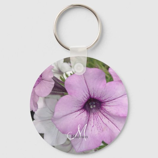 Paars Petunia Naam fotomonogram Sleutelhanger (Voorkant)