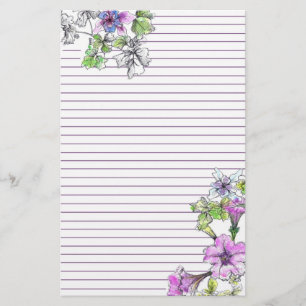Paars Petunia Waterverf Flowers Lila Briefpapier