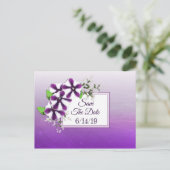 Paars Petunia Wedding Save the Date Briefkaart (Staand voorkant)