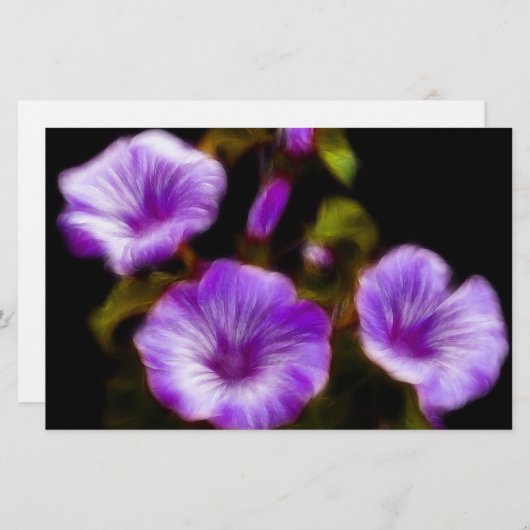 Paars Petunias Briefpapier (Voorkant / Achterkant)
