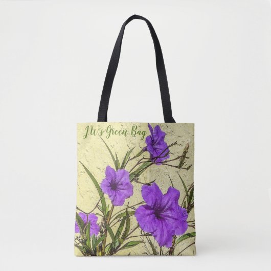Paars Petunias Groen Tote Bag (Voorkant)