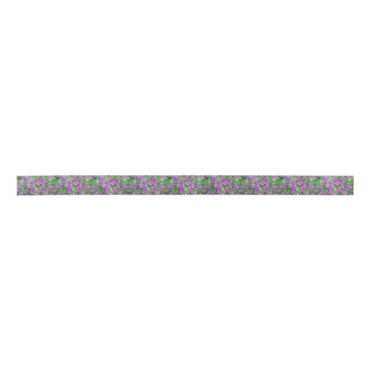 Paars Petunias Ribbon Satijnen Lint (Voorkant)
