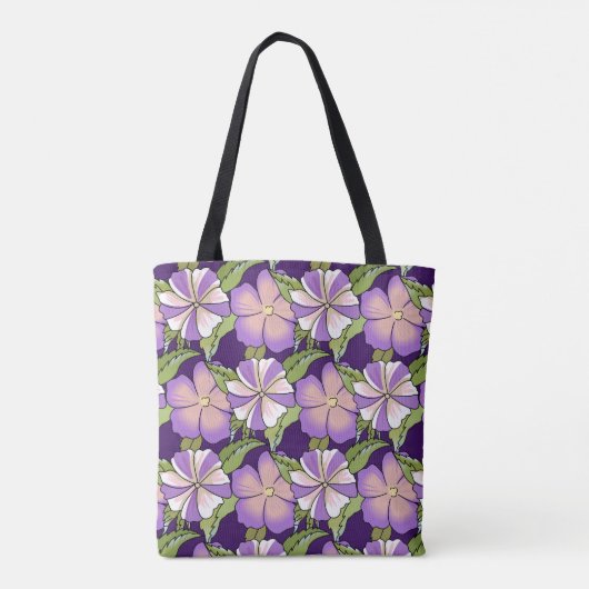 Paars Petunias Tote Bag (Achterkant)