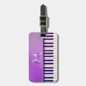 Paars Piano Persoonlijk Muziek Bagagelabel (Voorkant verticaal)