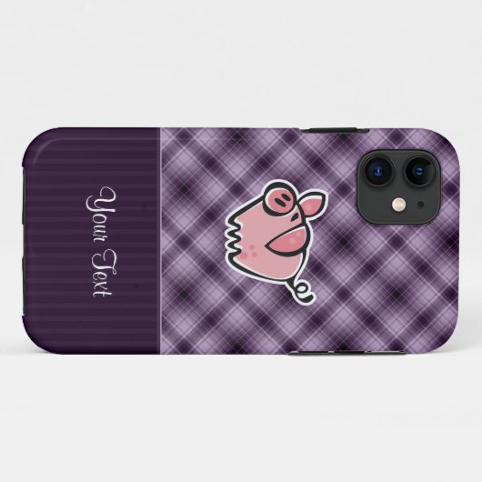 Paars Pig Case-Mate iPhone Case (Achterkant (horizontaal))