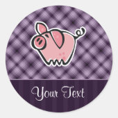 Paars Pig Ronde Sticker (Voorkant)