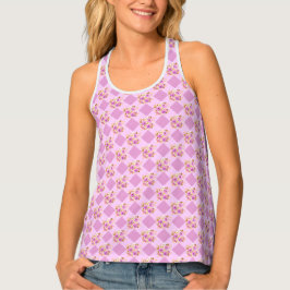 Paars Pink Gingham Floral Land Tanktop