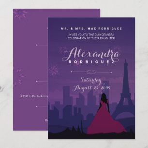 Paars Pink Paris Fireworks Quinceañera