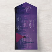 Paars Pink Paris Fireworks Quinceañera All In One Uitnodiging (Binnen)