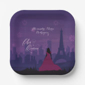 Paars Pink Paris Fireworks Quinceañera Papieren Bordje (Voorkant)