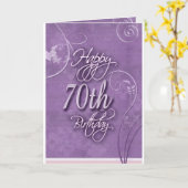 Paars pit voor 70ste verjaardag kaart (Gele Bloem)