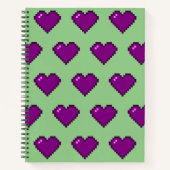 Paars Pixel Heart Pattern Notitieboek (Voorkant)