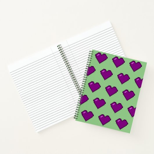 Paars Pixel Heart Pattern Notitieboek (Binnen)