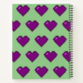 Paars Pixel Heart Pattern Notitieboek (Achterkant)
