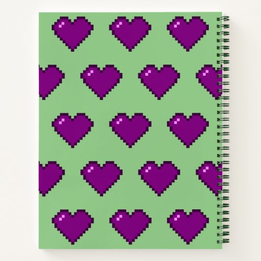 Paars Pixel Heart Pattern Notitieboek (Achterkant)