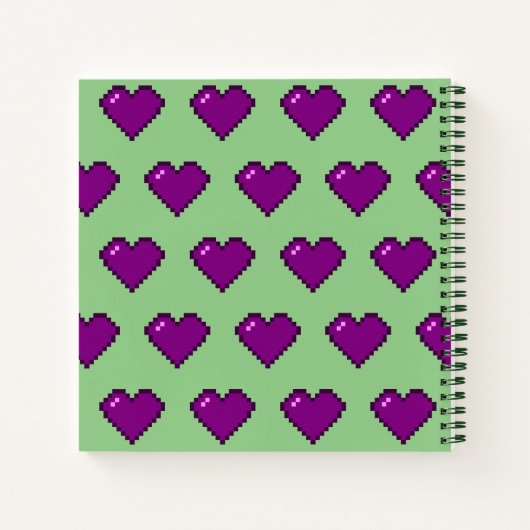 Paars Pixel Heart Pattern Notitieboek (Achterkant)