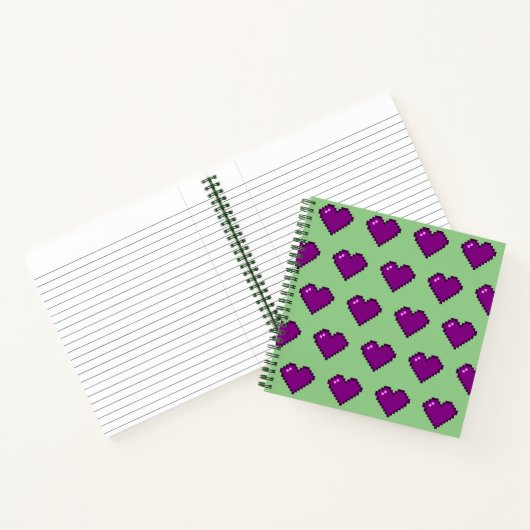 Paars Pixel Heart Pattern Notitieboek (Binnen)