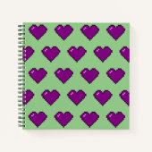 Paars Pixel Heart Pattern Notitieboek (Voorkant)