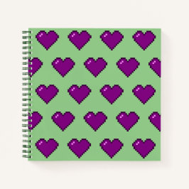 Paars Pixel Heart Pattern Notitieboek