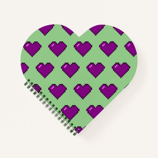 Paars Pixel Heart Pattern Notitieboek (Voorkant)