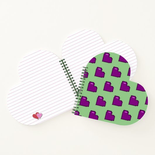 Paars Pixel Heart Pattern Notitieboek (Binnen)