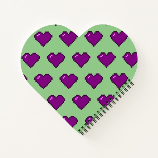Paars Pixel Heart Pattern Notitieboek (Achterkant)