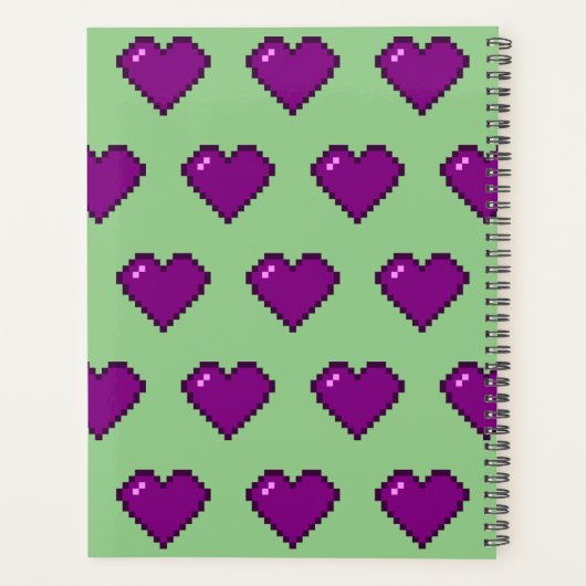 Paars Pixel Heart Pattern Planner (Achterkant)