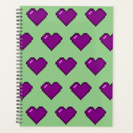 Paars Pixel Heart Pattern Planner
