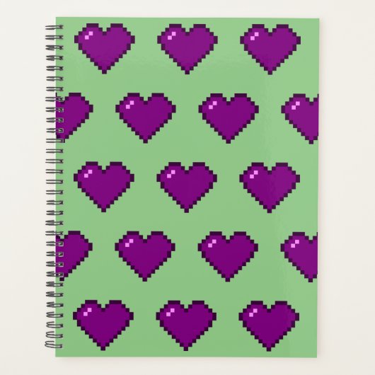 Paars Pixel Heart Pattern Planner (Voorkant)