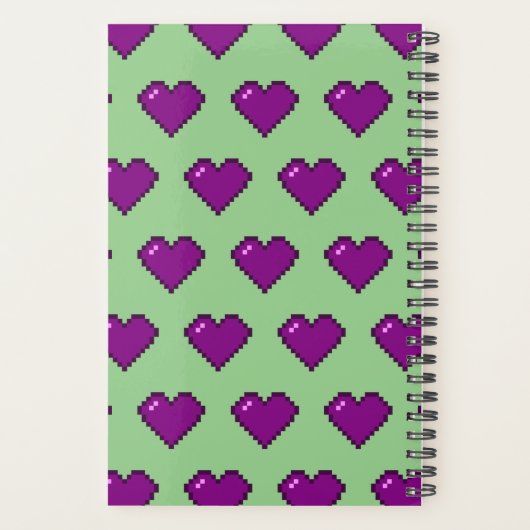 Paars Pixel Heart Pattern Planner (Achterkant)